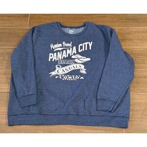 JMS Just My Size Panama City Beach Florida Graphic Sweatshirt Navy Blue 3X